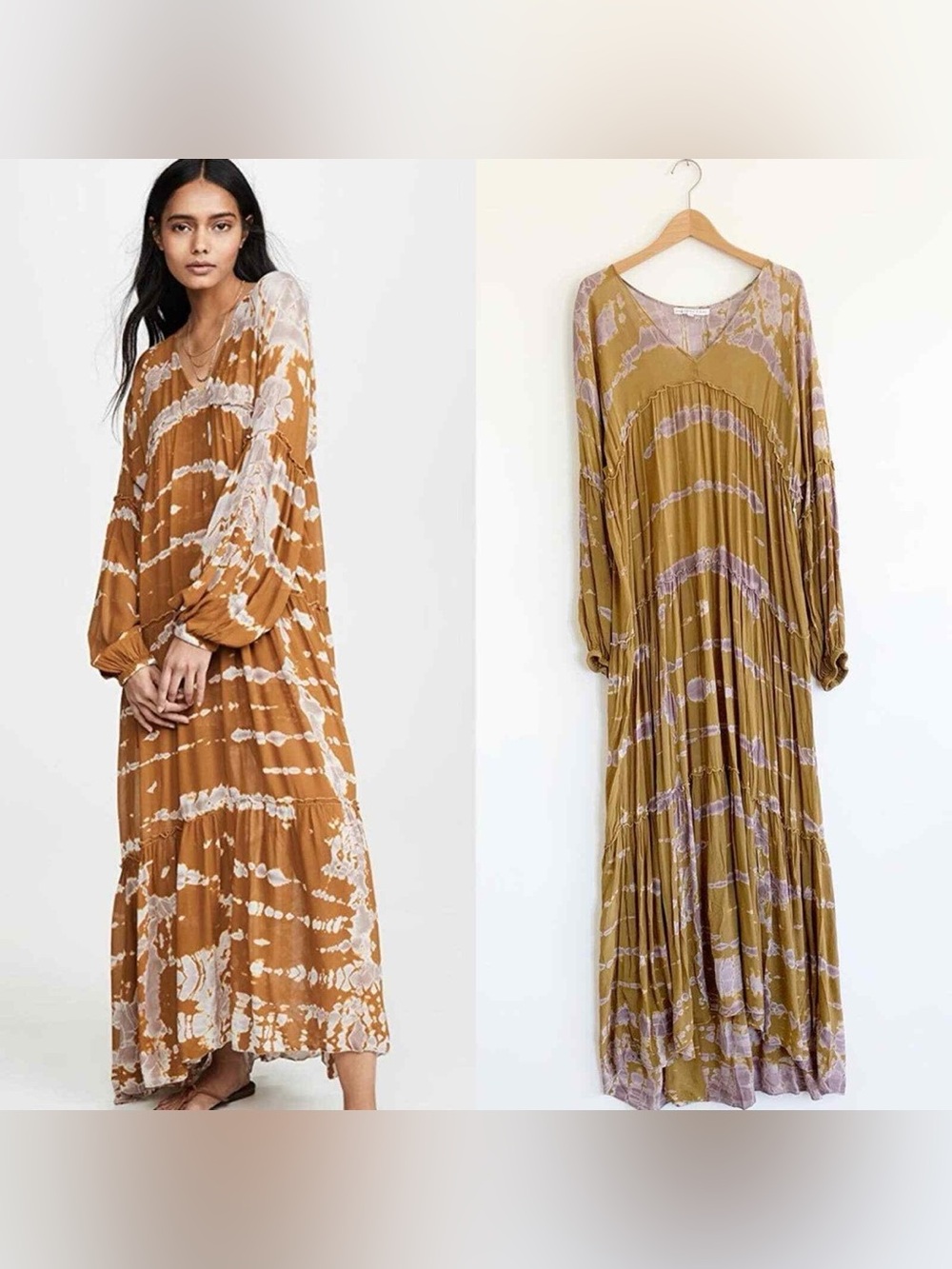 Young Fabulous & Broke Mustard and Lavender Tie-Dye Maxi Dress